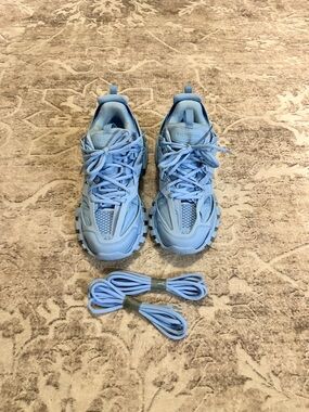 Balenciaga Women's Light Blue Track Runners Sneakers
